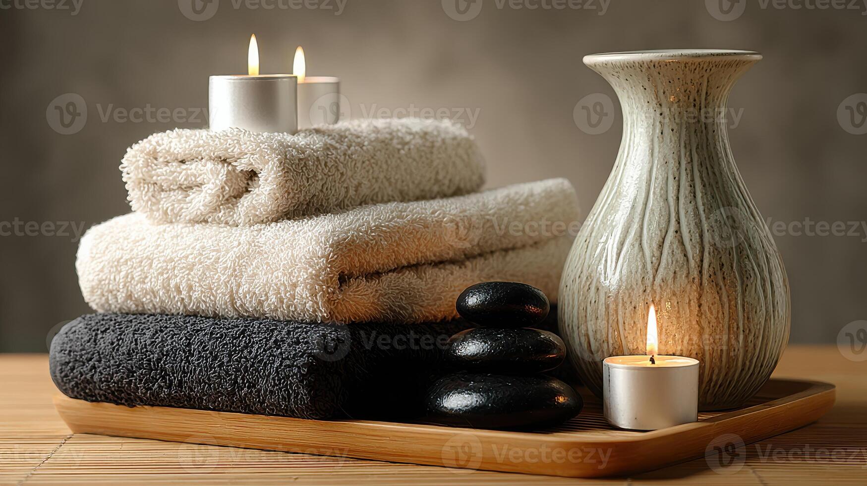 Ambiente de spa con velas y flores